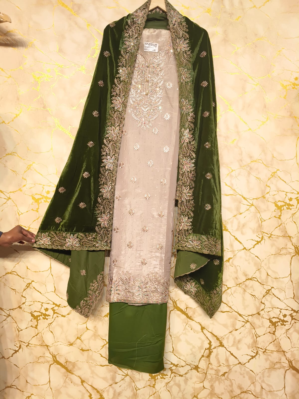 Premium Embroidered Ladies Unstitched Suit with Velvet Contrast Designer Dupatta