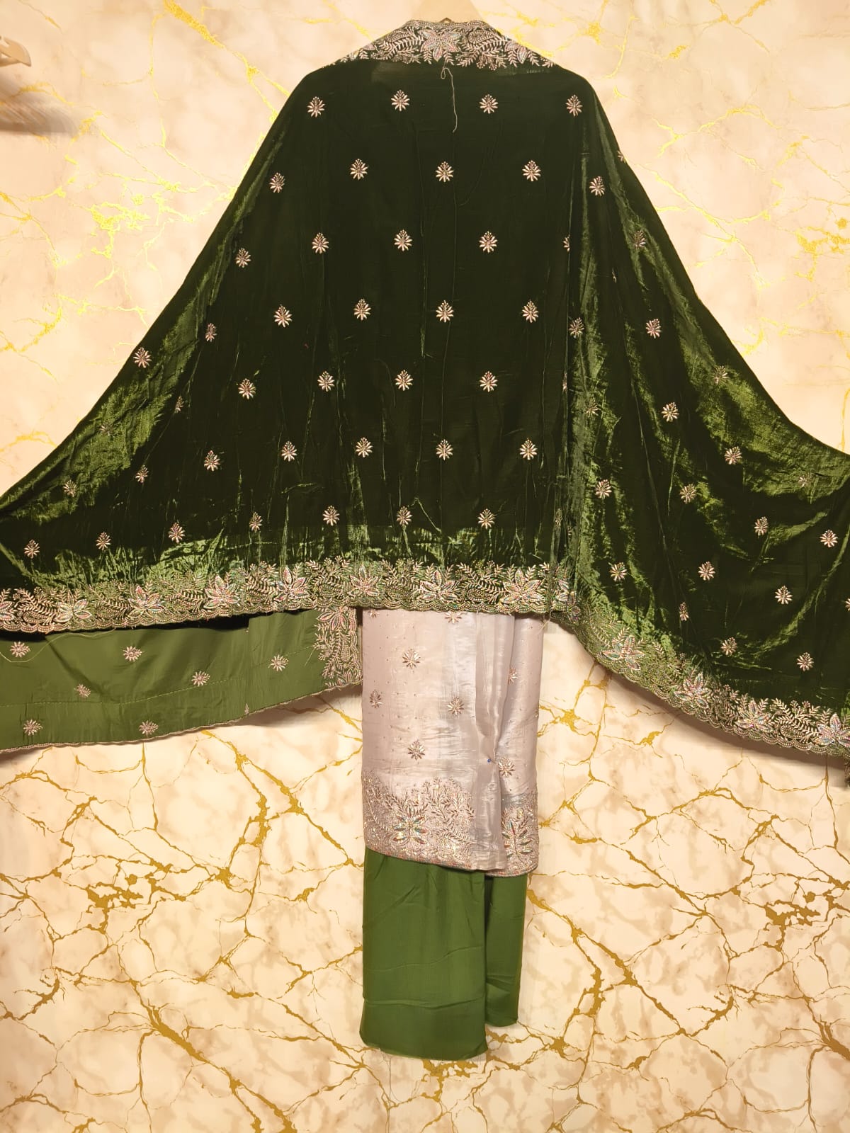 Premium Embroidered Ladies Unstitched Suit with Velvet Contrast Designer Dupatta