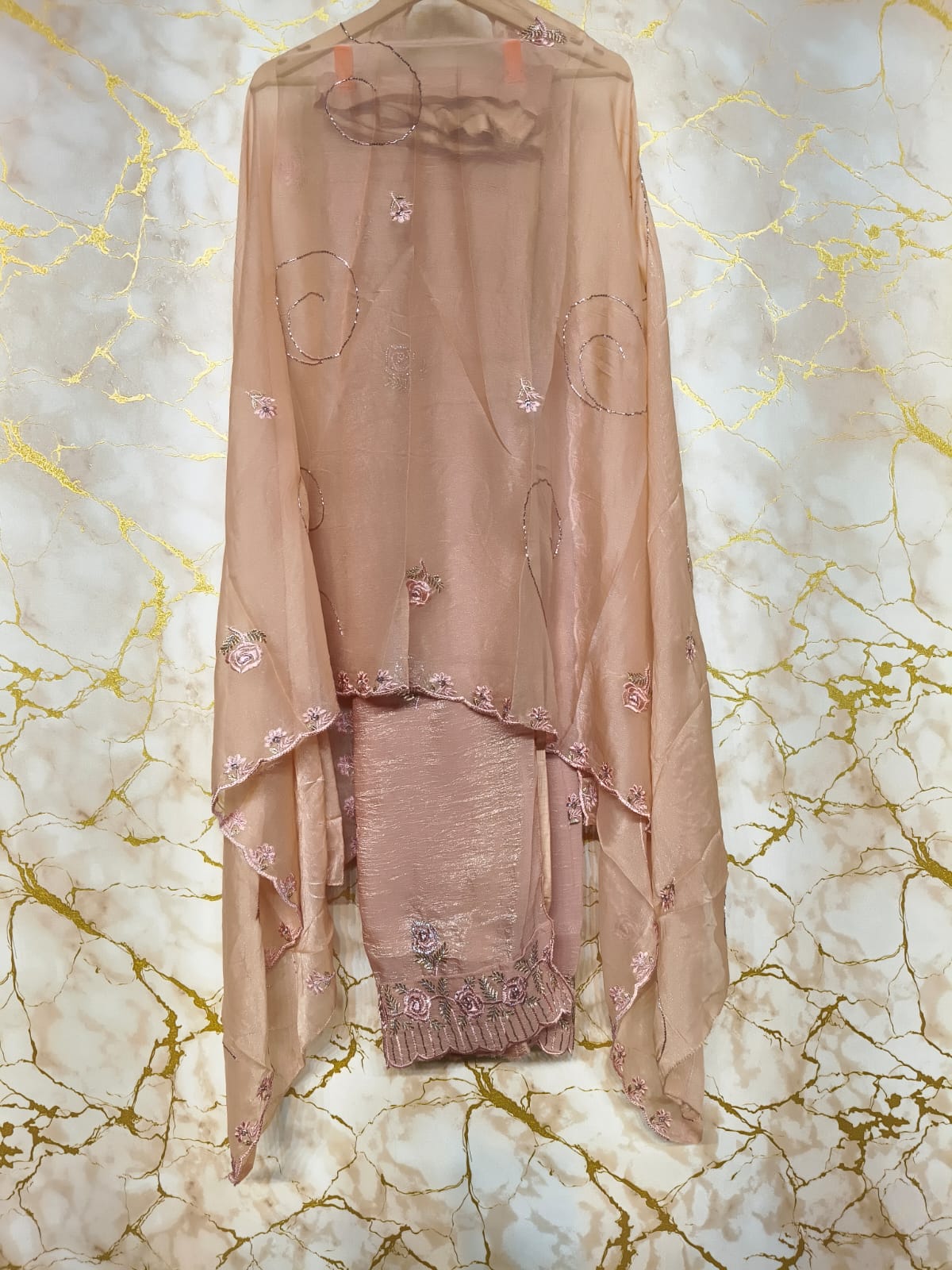 Premium Embroidered Designer Suit with Pure Dupatta & Floral Handwork