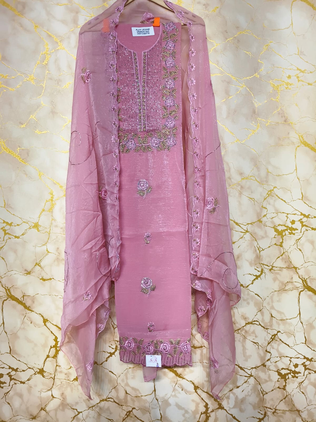 Premium Embroidered Designer Suit with Pure Dupatta & Floral Handwork