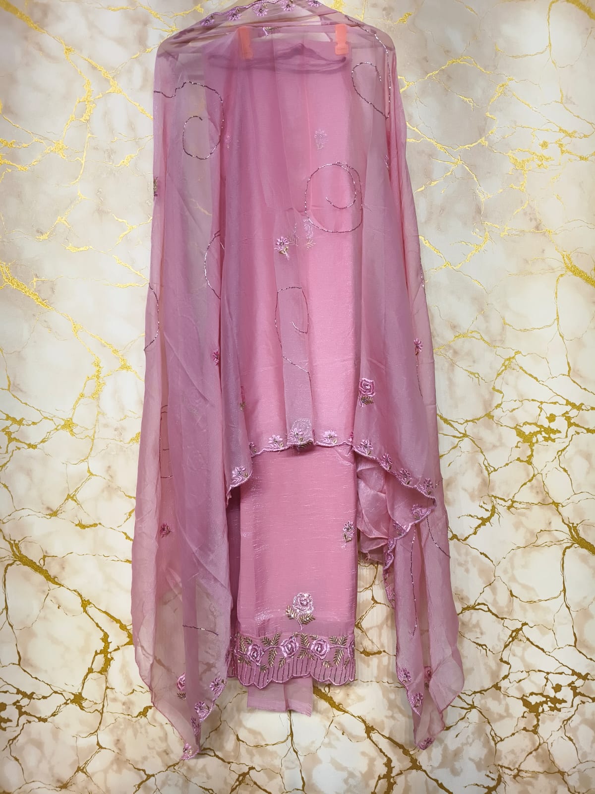 Premium Embroidered Designer Suit with Pure Dupatta & Floral Handwork