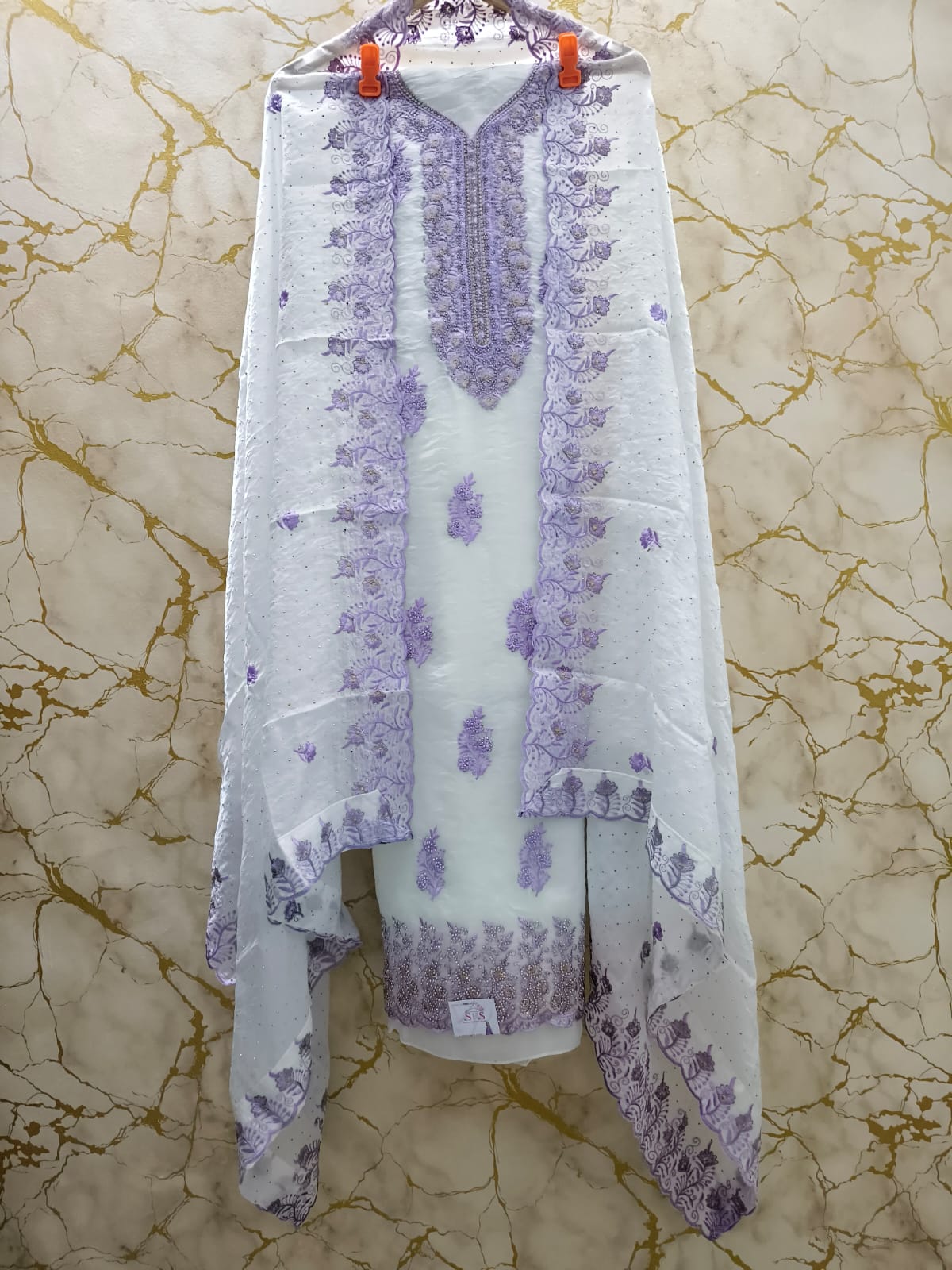 Luxury White & Silver Embroidered Suit Set with Dupatta – Elegant Festive & Party Wear