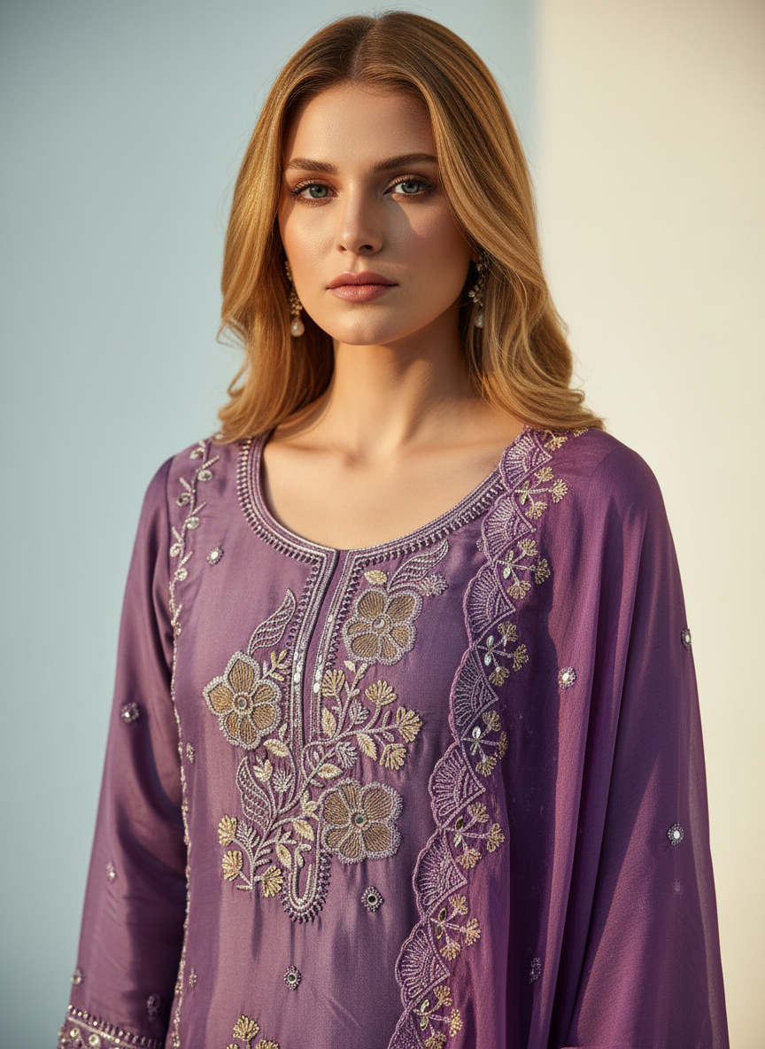 Premium Handwork Embroidered Designer Suit Set