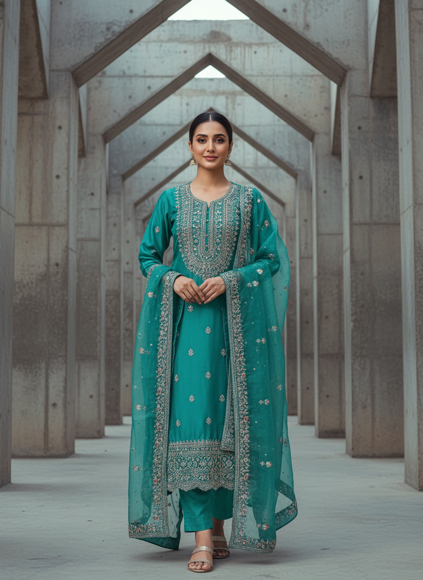 Premium Handwork Embroidered Designer Suit Set with Elegant Dupatta – Festive, Wedding &amp; Party Wear