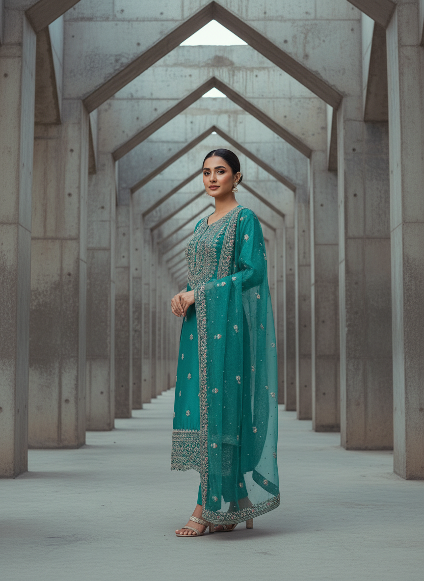 Premium Handwork Embroidered Designer Suit Set with Elegant Dupatta – Festive, Wedding &amp; Party Wear