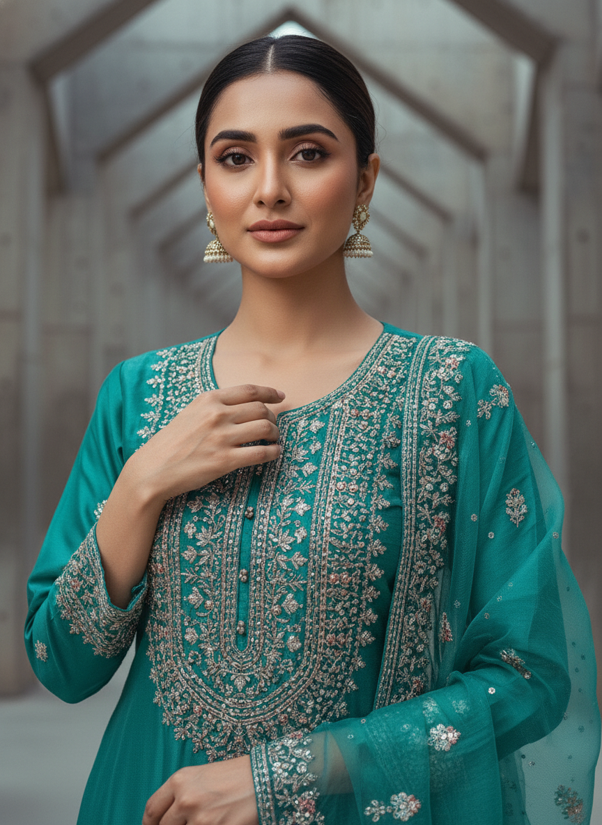 Premium Handwork Embroidered Designer Suit Set with Elegant Dupatta – Festive, Wedding &amp; Party Wear