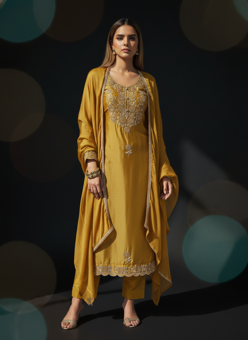 Premium Handwork Embroidered Designer Suit Set with Elegant Dupatta – Festive, Wedding &amp; Party Wear