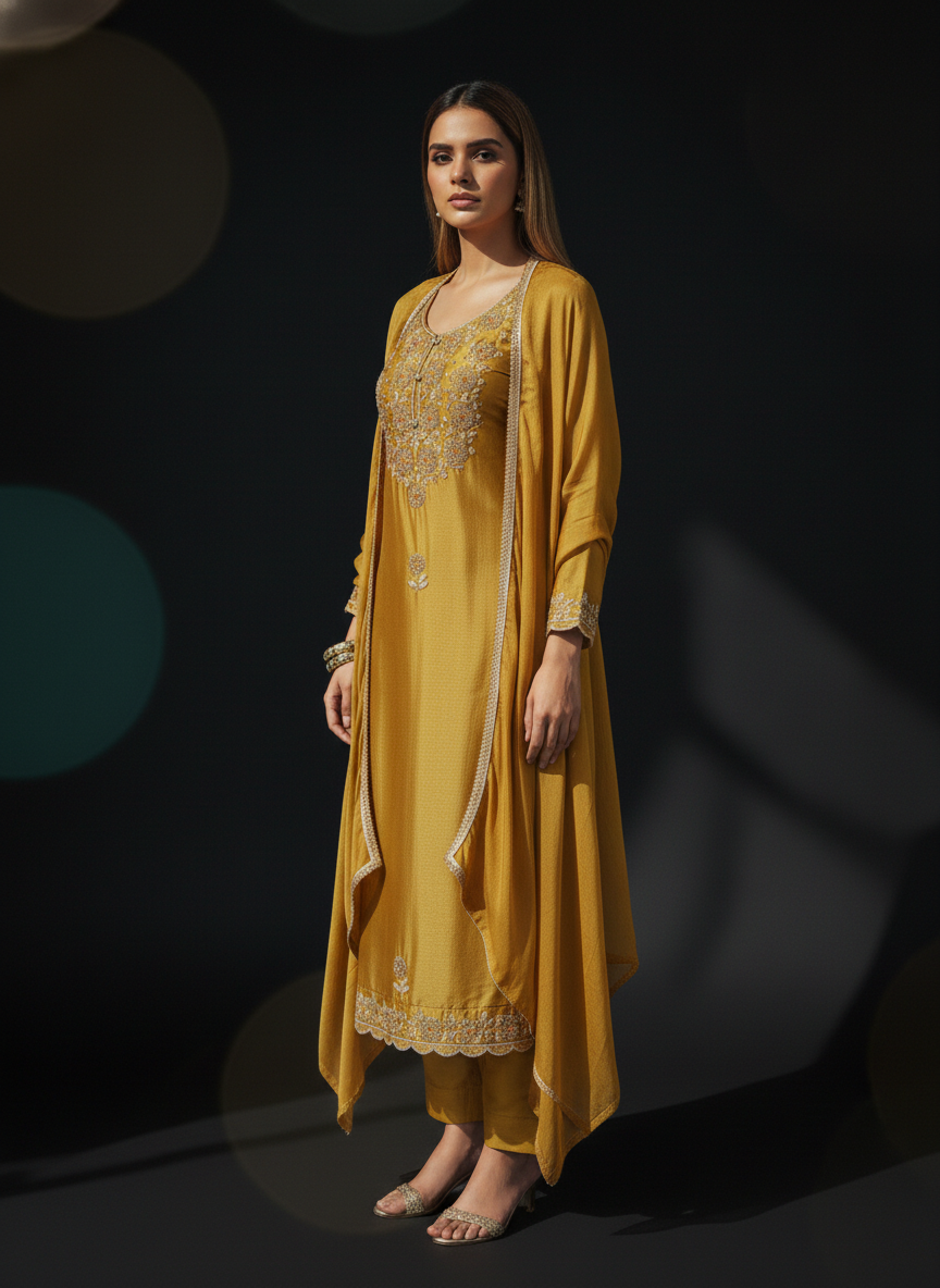 Premium Handwork Embroidered Designer Suit Set with Elegant Dupatta – Festive, Wedding &amp; Party Wear