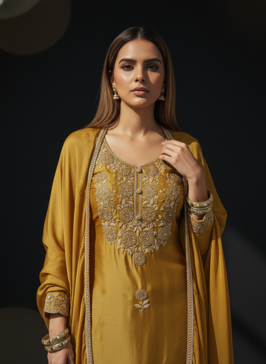Premium Handwork Embroidered Designer Suit Set with Elegant Dupatta – Festive, Wedding &amp; Party Wear