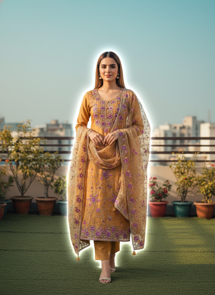 Luxury Handwork Embroidered Designer Suit Set with Elegant Dupatta – Premium Festive, Wedding &amp; Party Wear