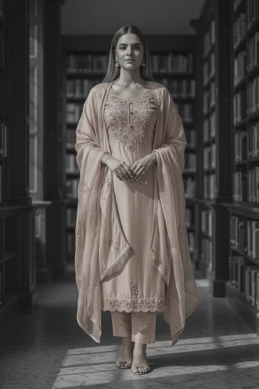 Premium Embroidered Designer Suit with Pure Dupatta & Floral Handwork