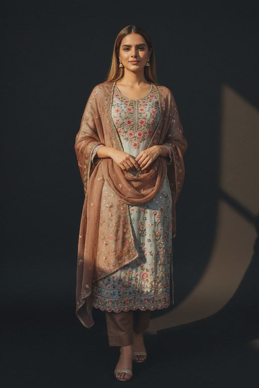 Luxury Handwork Embroidered Designer Suit Set with Elegant Dupatta – Premium Festive &amp; Wedding Wear